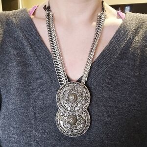 Vintage Chunky Boho Bohemian Oversized Necklace & Belt Buckle Clip